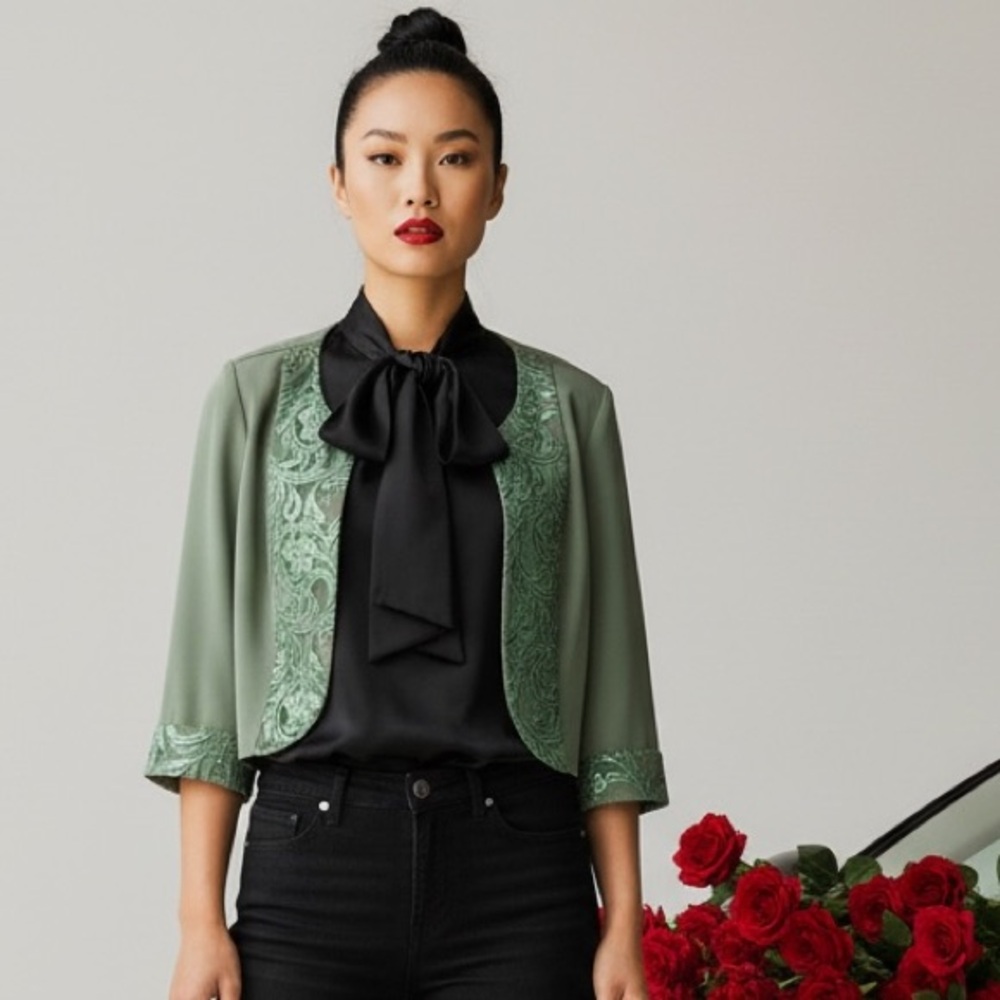 Le Bos lovely sheer mint green bolero jacket